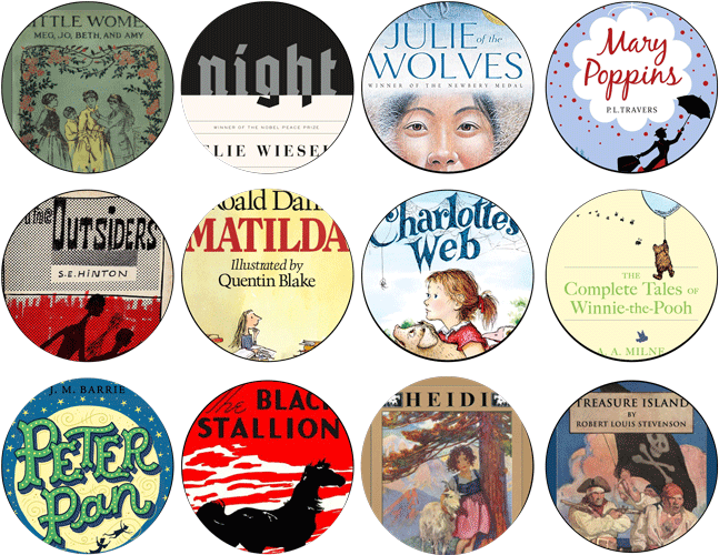 Button icons of Classic Book titles - Group 4