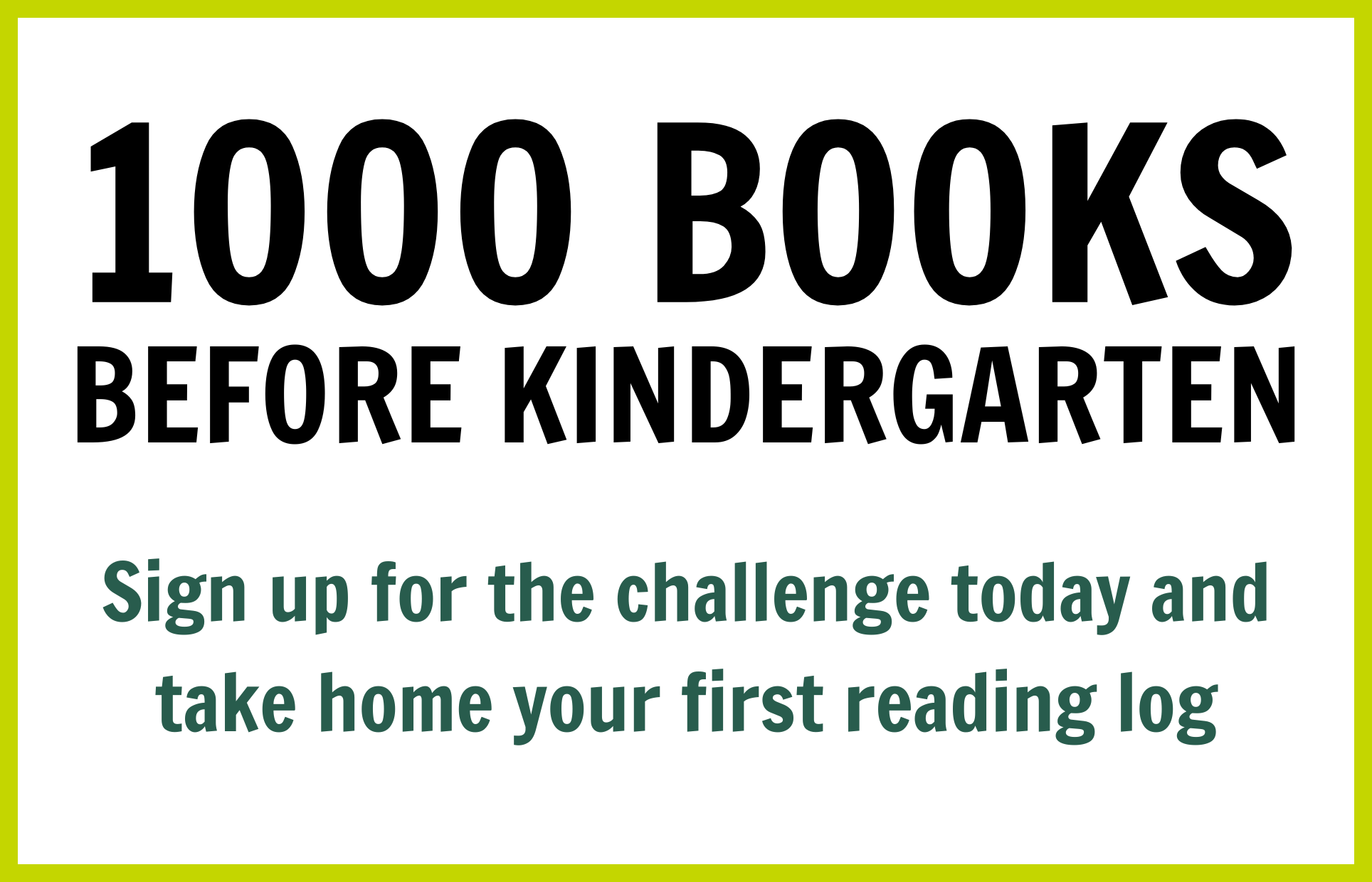 1000 books before kindergarten advertisement