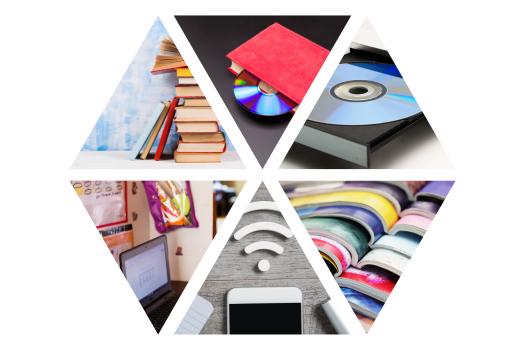 Hexagon image with 6 images of collection items