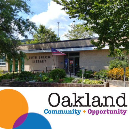 photograph of Oakland Library in spring
