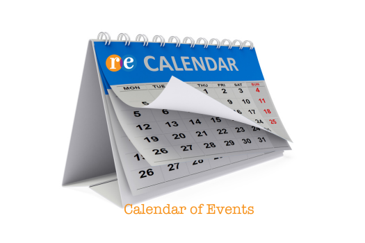 RE logo with bi-fold calendar