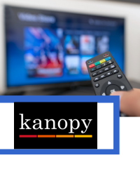 Kanopy logo with movies on tv