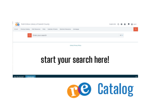 Screen capture of Vega Catalog portal - text start your search here!; RE logo and catalog text