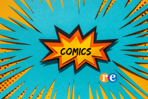 Comics text on power image display with RE included