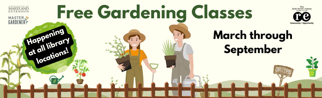 Free Gardening Class - Man and woman holding plants in a garden