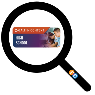Magnifying glass with RE on handle and Gale in Context: High School