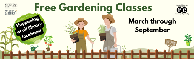 Free Gardening Class - Man and woman holding plants in a garden